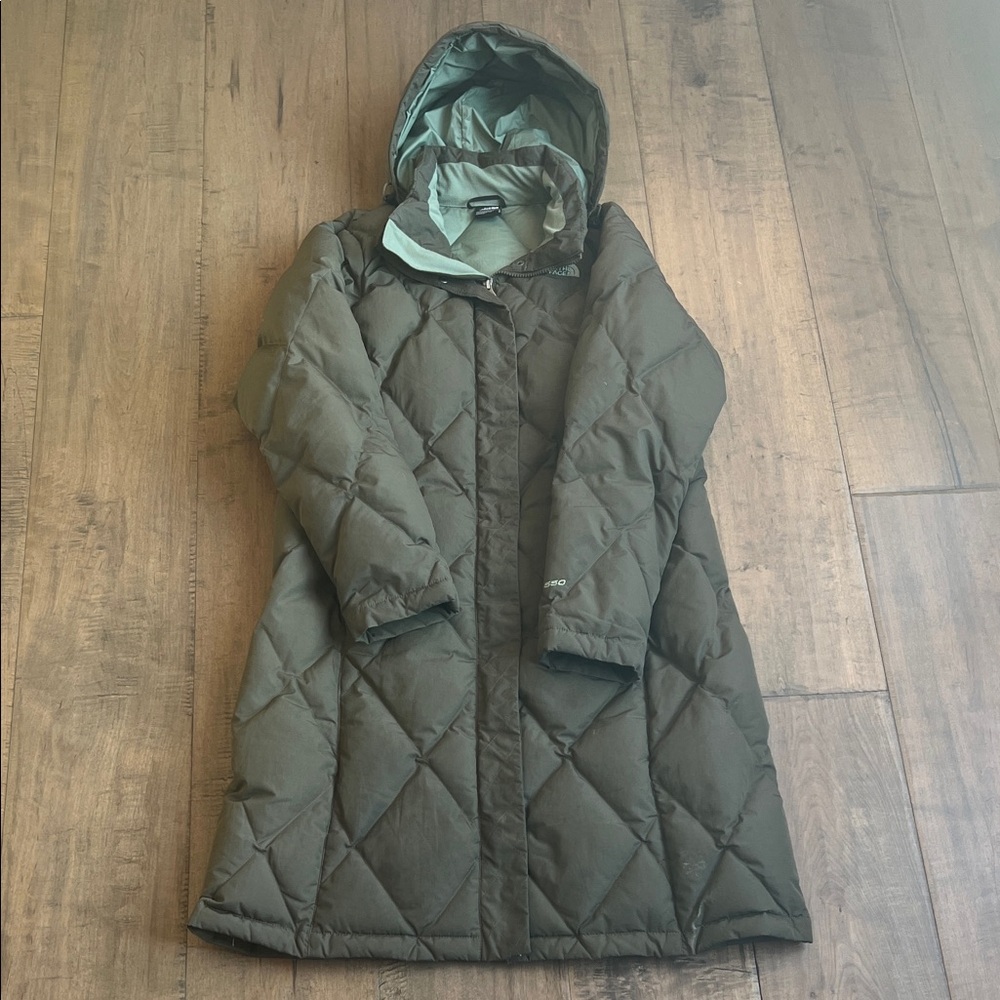 TheNorthFace Quilted Olive Green Parka Size Large